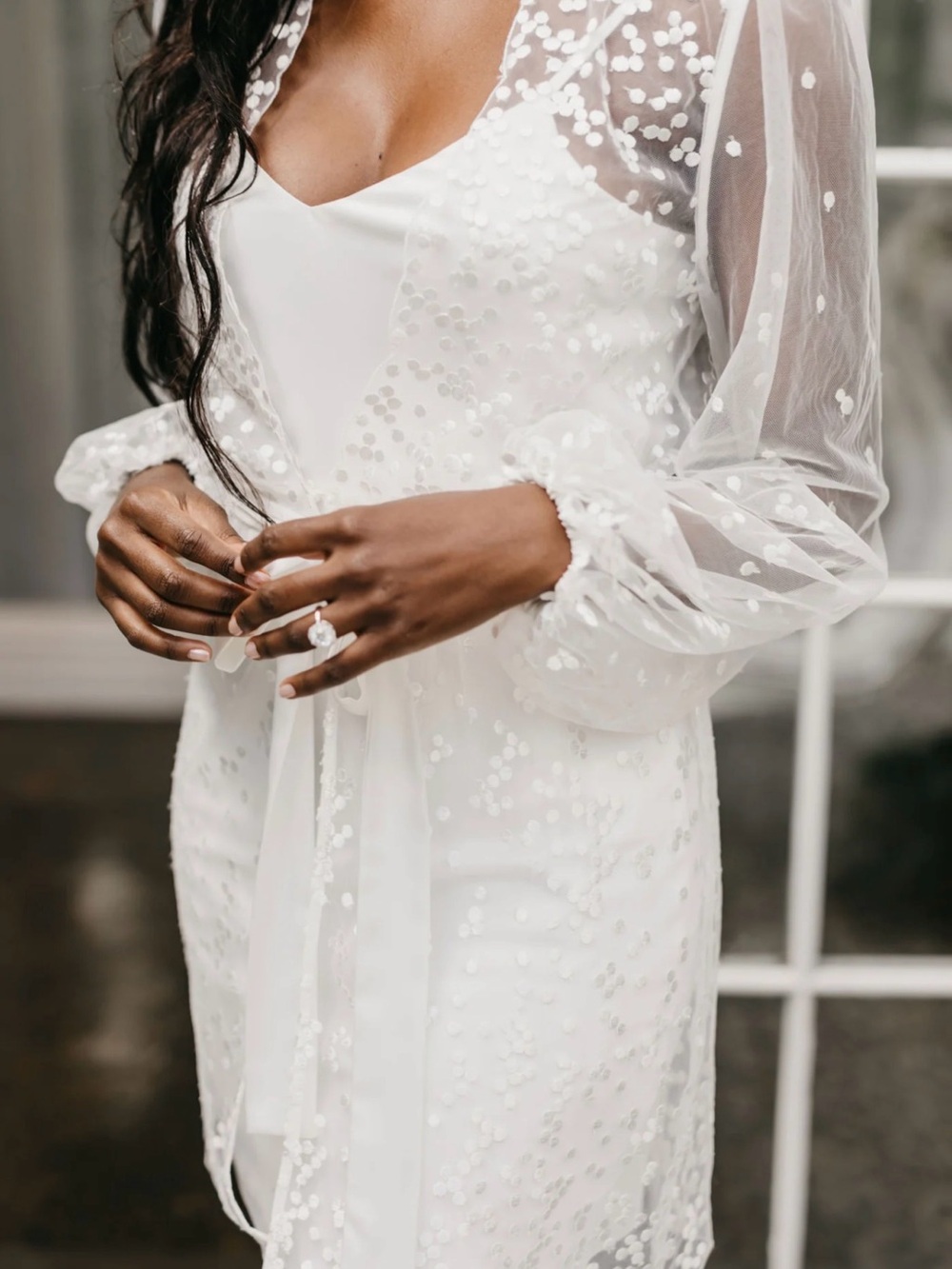 Le Rose Spot Lace Bridal Robe